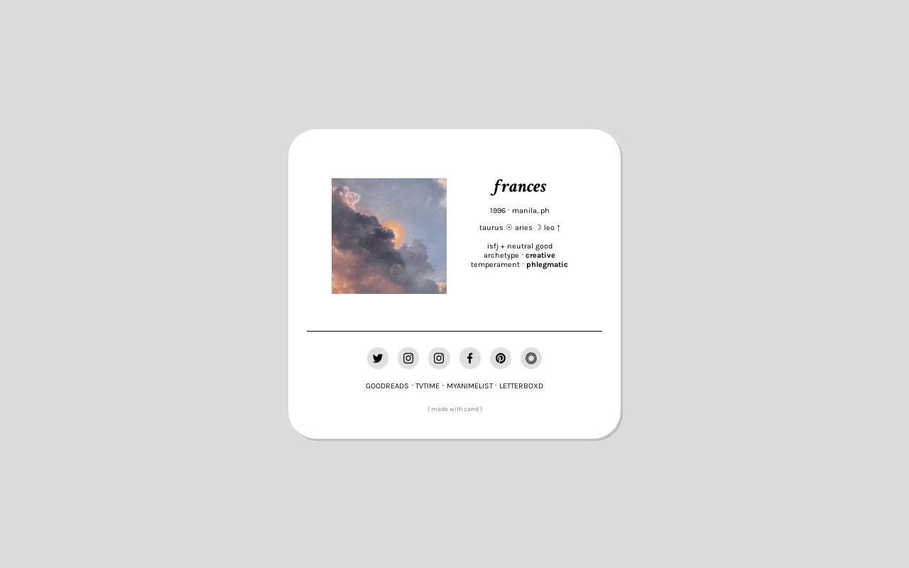 Carrd profile picture for @frances